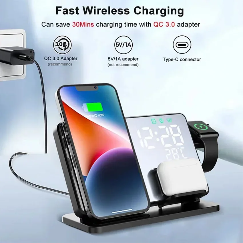 Wireless Charger Alarm Clock S - đánh giá và giá Iwatch Smartwatch