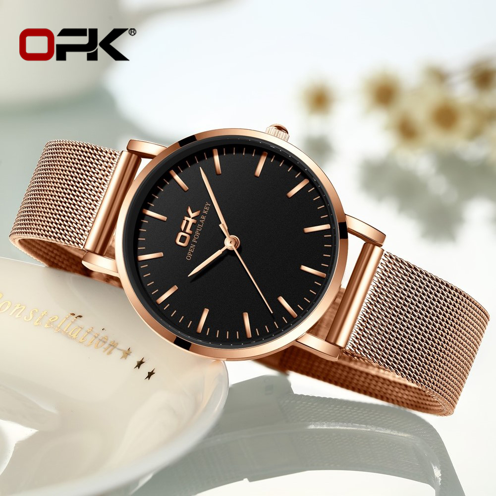 OPK 8101 Womens Watch Simple Q - đánh giá và giá Mesh Stainless Strap