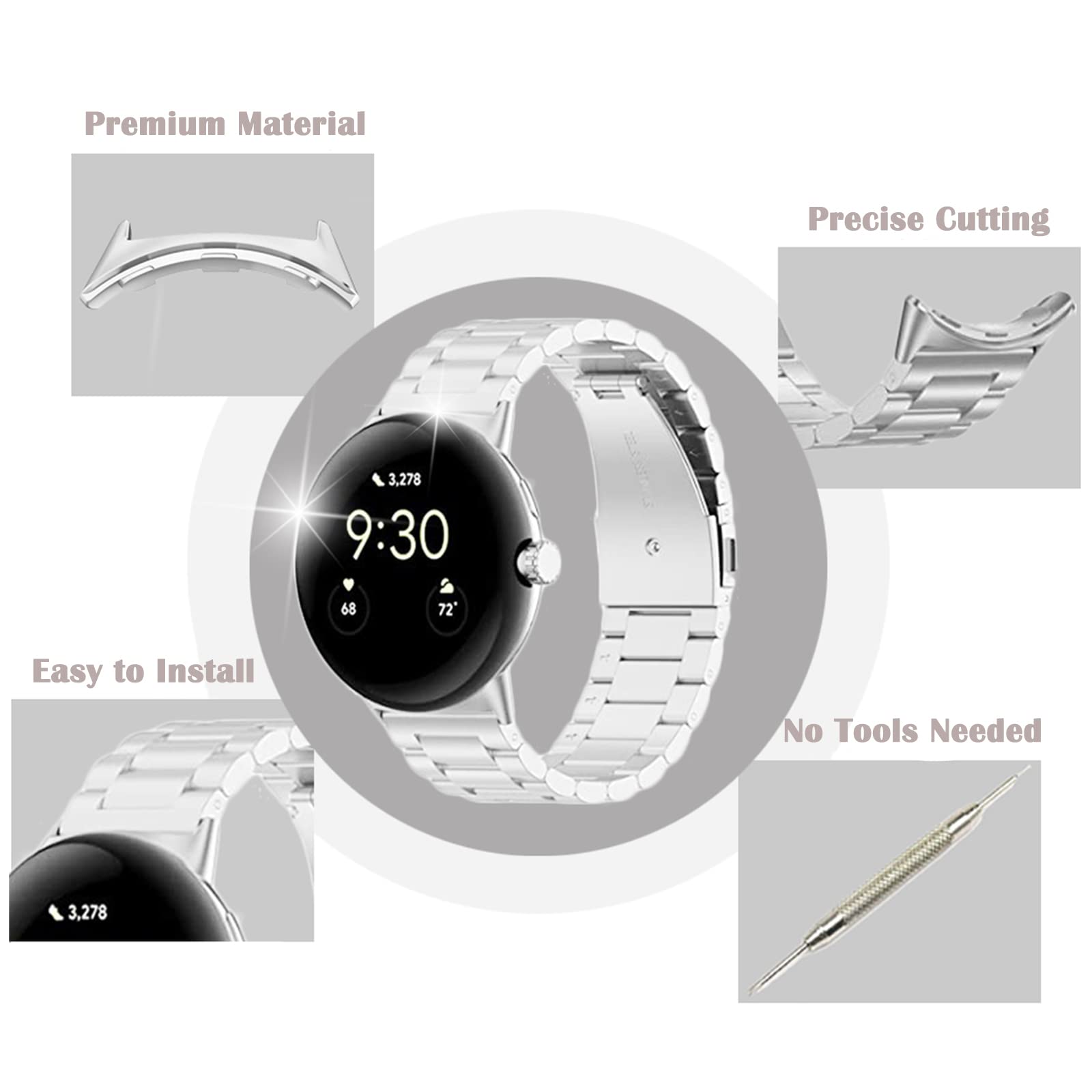 1/2 Cặp Đôi Kim Loại Cổng Kết  - đánh giá và giá Replacement Watch Bracelet