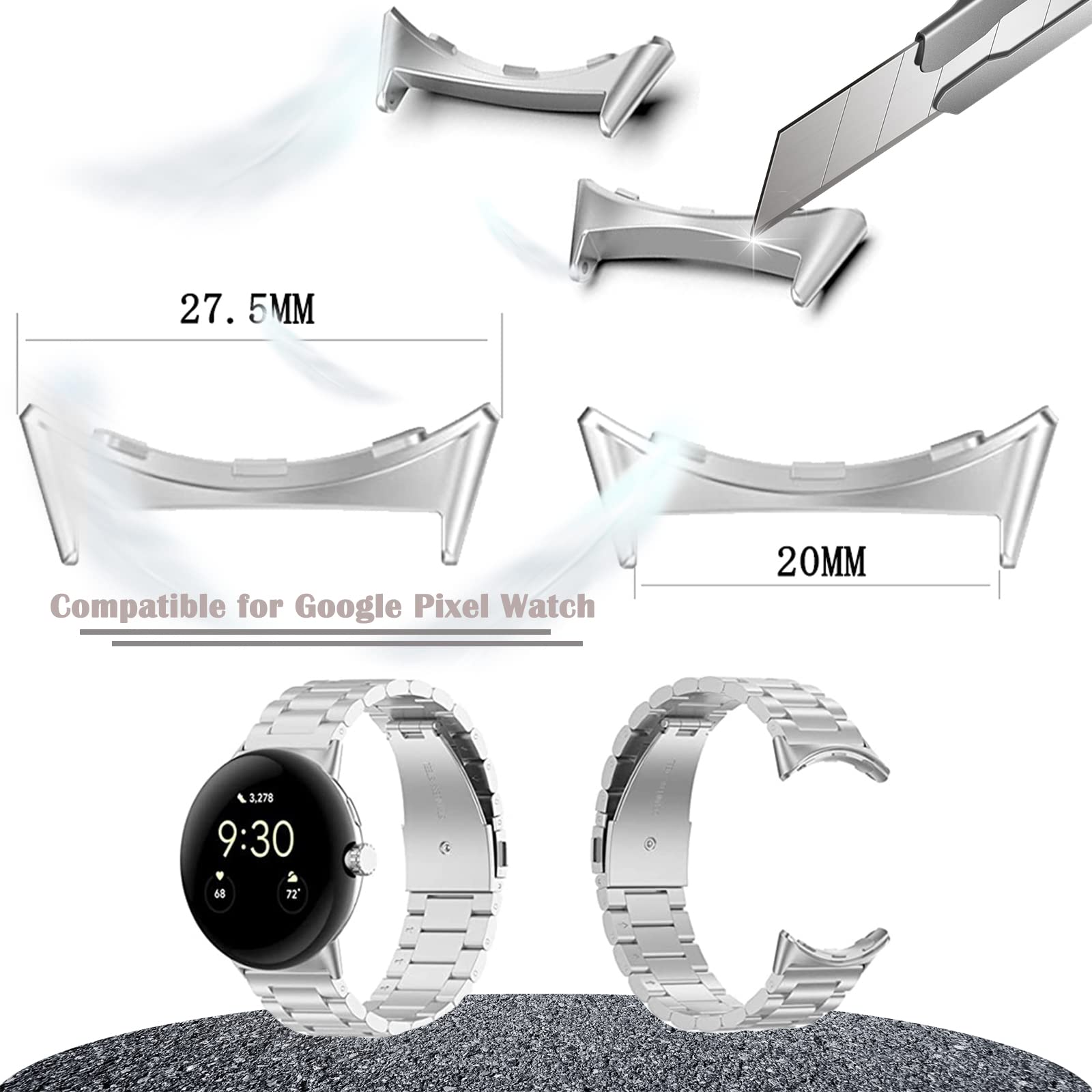 1/2 Cặp Đôi Kim Loại Cổng Kết  - đánh giá và giá Replacement Watch Bracelet