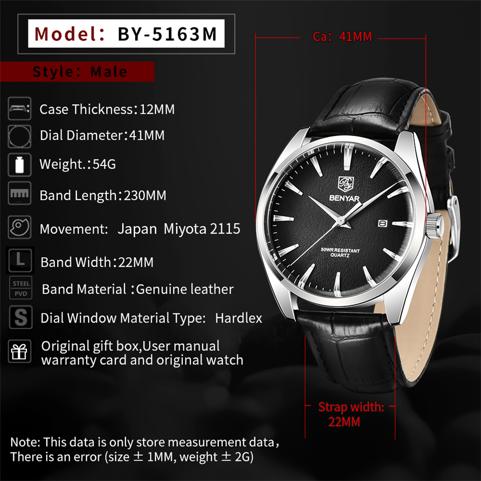 Benyar 5163 Top Brand Luxury M - đánh giá và giá Smartwatch Watches For Men Brands