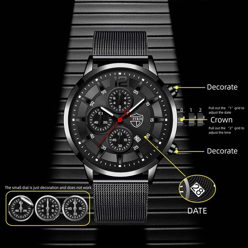 DEYROS Mens Fashion Minimalist - đánh giá và giá Mesh Stainless Strap