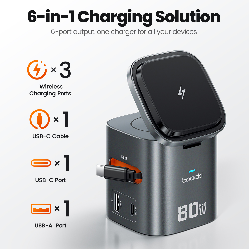 Toocki 80W 6-in-1 GaN Charging - đánh giá và giá Iwatch Smartwatch